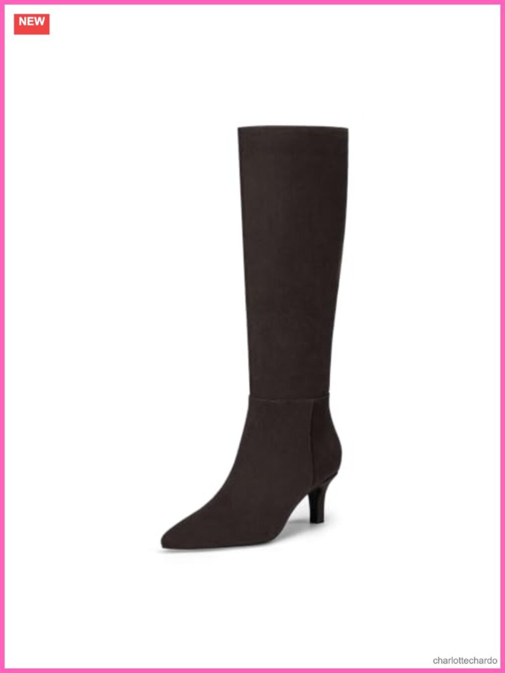 Knee High Boots Women Kitten Heel Faux Suede Side Zipper Tall Fall Dress Boots